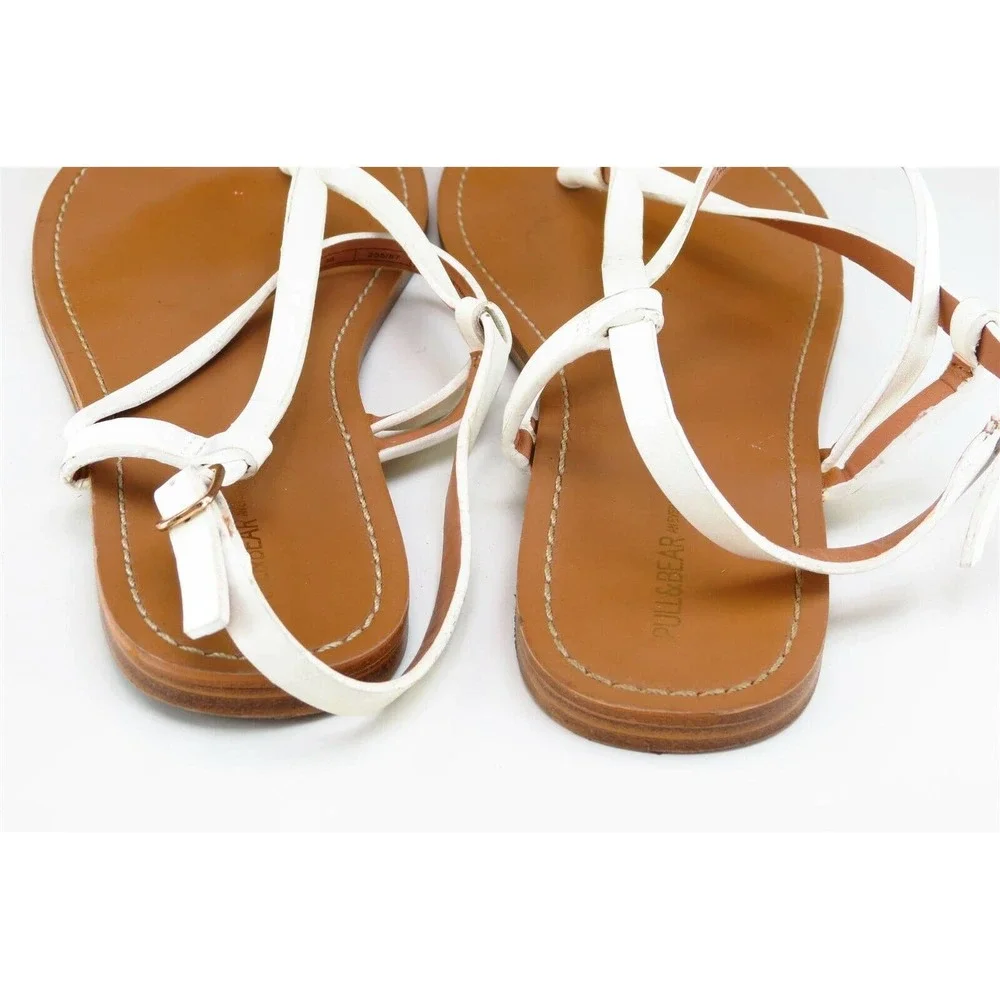 Pull&Bear Sz 39 M White‎ Strappy Synthetic Women Sandals